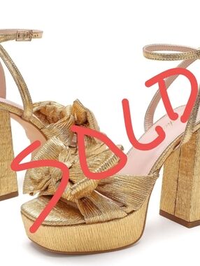 Gold Platform Ankle Strap Chunky Sandals High Heels Prom Party Dress Shoes 9